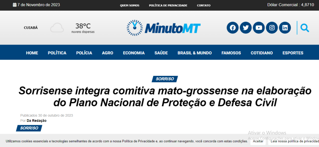 Sorrisense integra comitiva mato-grossense na elaboração do Plano Nacional de Proteção e Defesa Civil