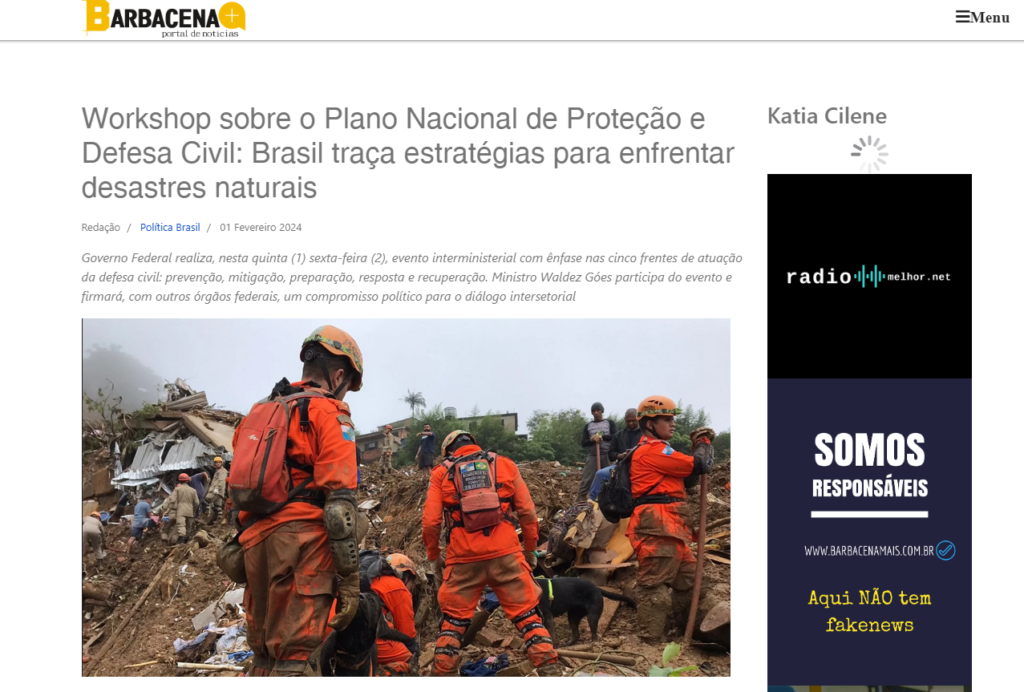 Workshop sobre o Plano Nacional de Proteção e Defesa Civil: Brasil traça estratégias para enfrentar desastres naturais