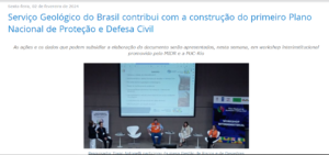 Serviço Geológico do Brasil contribui com a construção do primeiro Plano Nacional de Proteção e Defesa Civil