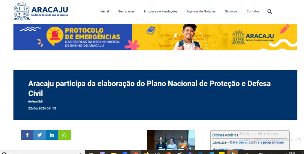 Aracaju participa da elaboração do Plano Nacional de Proteção e Defesa Civil