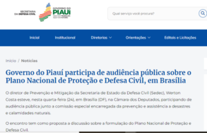 Governo do Piauí participa de audiência pública sobre o Plano Nacional de Proteção e Defesa Civil, em Brasília